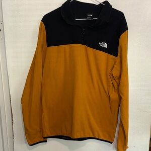 The North Face Men's Black and Gold Zip-Up Sweater